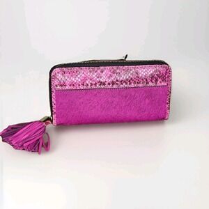 Authentic Juicy Couture Zip Around Wallet  Pink Snake skin leather Cowhide